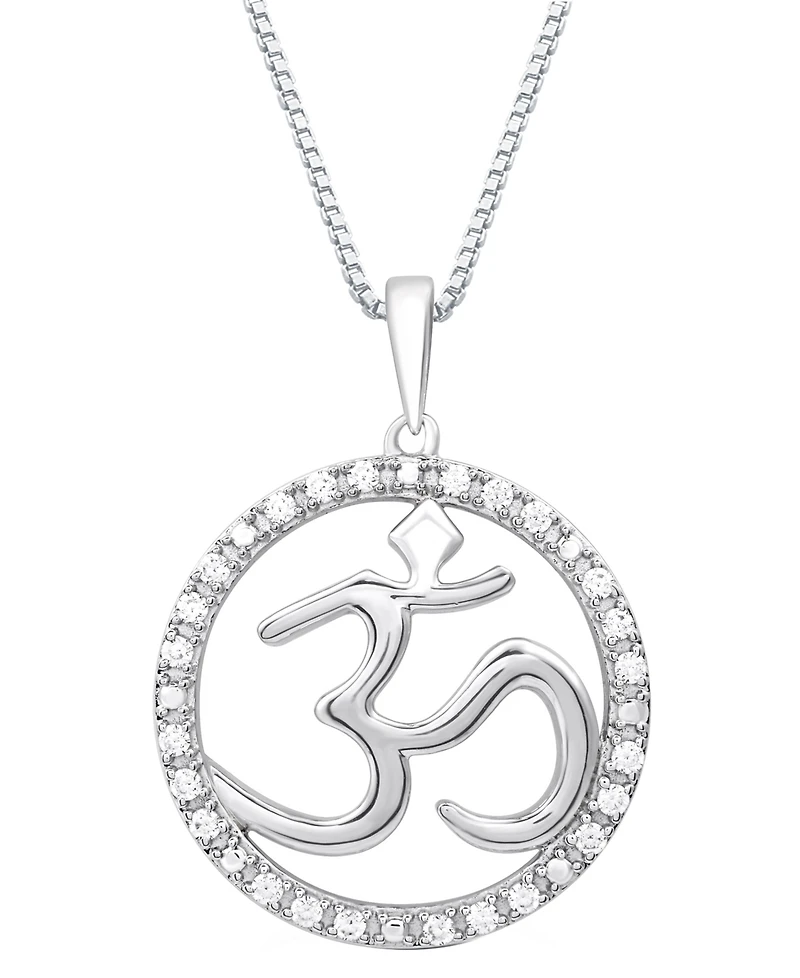 Marsala Diamond Om Openwork Halo 18" Pendant Necklace (1/4 ct. t.w.) in Sterling Silver