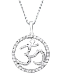 Marsala Diamond Om Openwork Halo 18" Pendant Necklace (1/4 ct. t.w.) in Sterling Silver