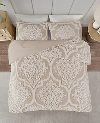 Madison Park Viola Damask 3-Pc. Comforter Set, Full/Queen