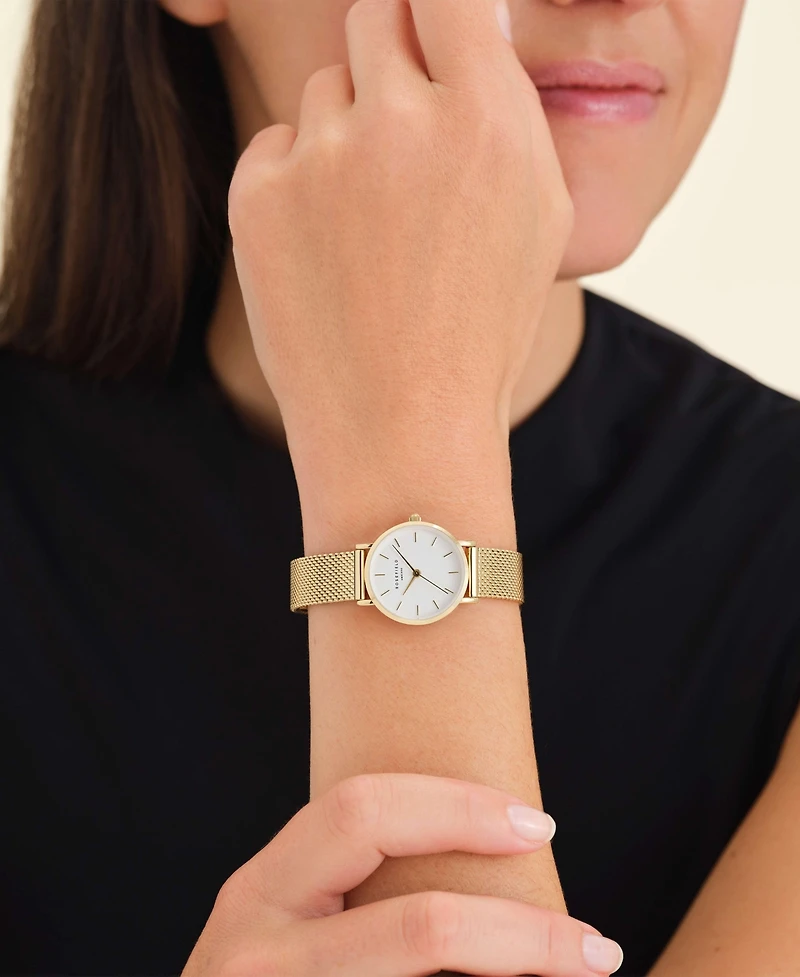 Rosefield Small Edit Women's Gold Tone Stainless Steel Mesh Bracelet Watch 26mm