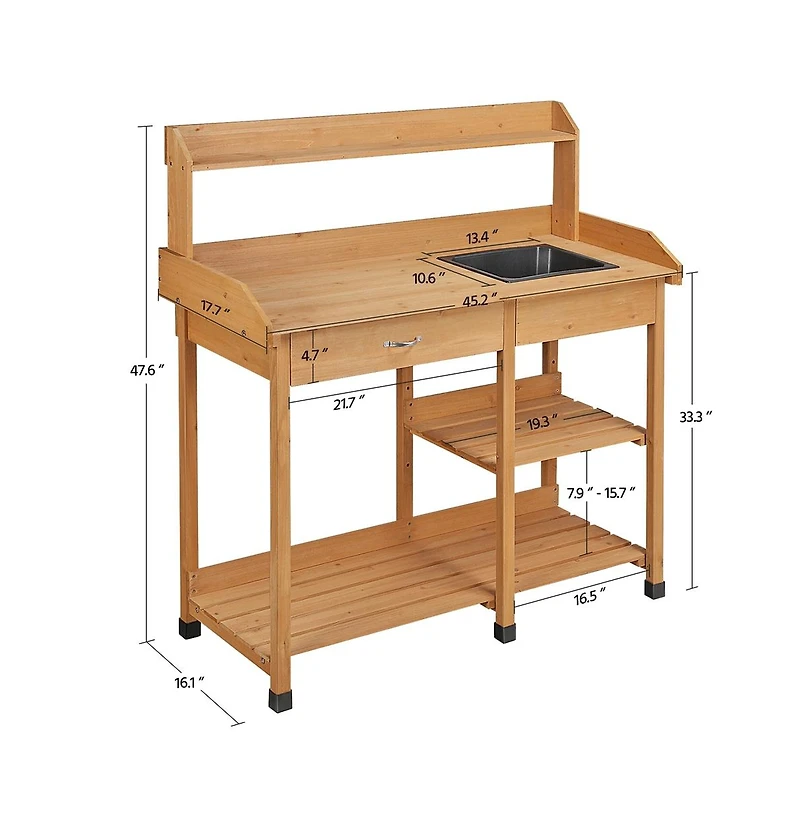 Yaheetech 47.6 H Wood Potting Bench