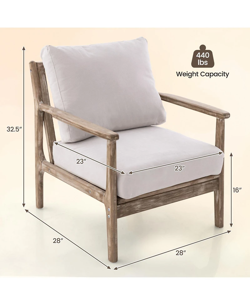 Skonyon Modern Accent Chair with Solid Rubber Wood Armrests