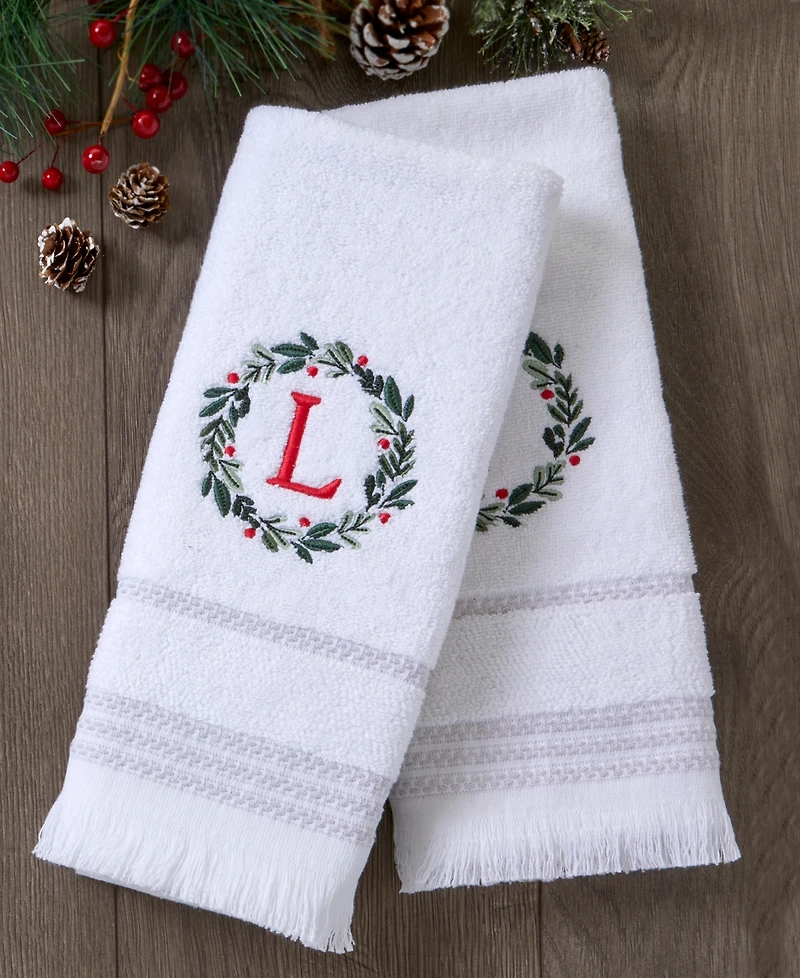 Skl Home Wreath Monogram Cotton Hand Towel, 16" x 26"