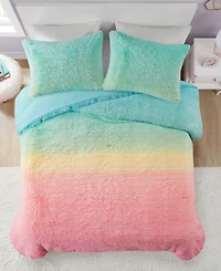 Intelligent Design Primrose Ombre Shaggy Faux Fur 3-Piece Comforter Set, Twin/Twin Xl