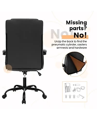 Vebreda High Back Ergonomic Executive Chair with Thick Headrest Cushion-Black