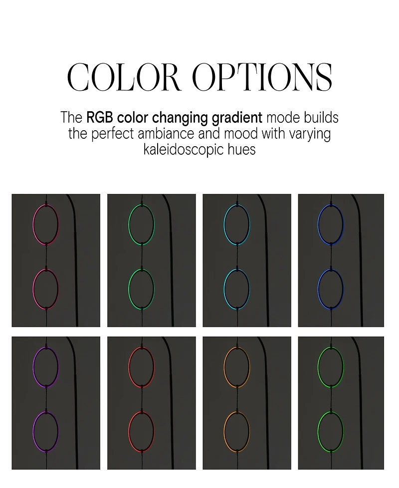 Nova Modern Hoops Led Floor Lamp with Color Changing Function (74")