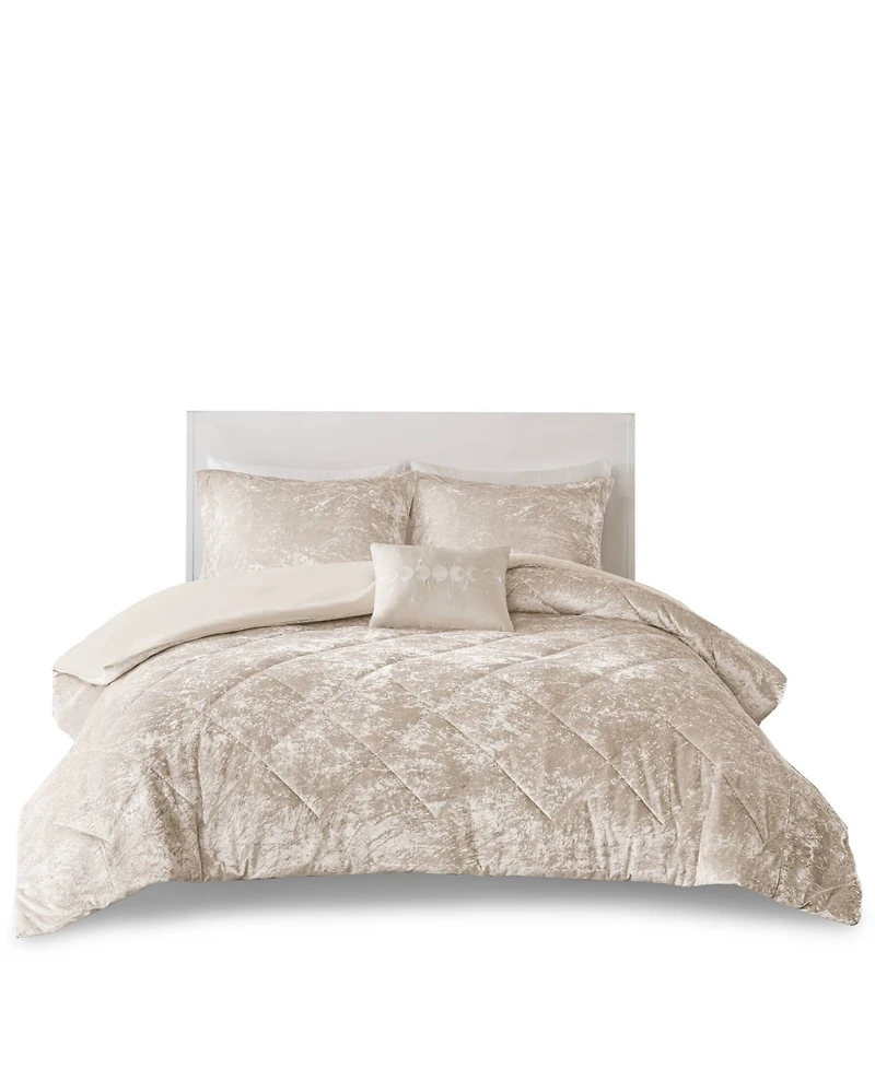 Intelligent Design Felicia Velvet 4-Piece Duvet Cover Set, Full/Queen