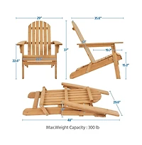 Yaheetech Folding Adirondack Chair Solid Wood Garden Chair