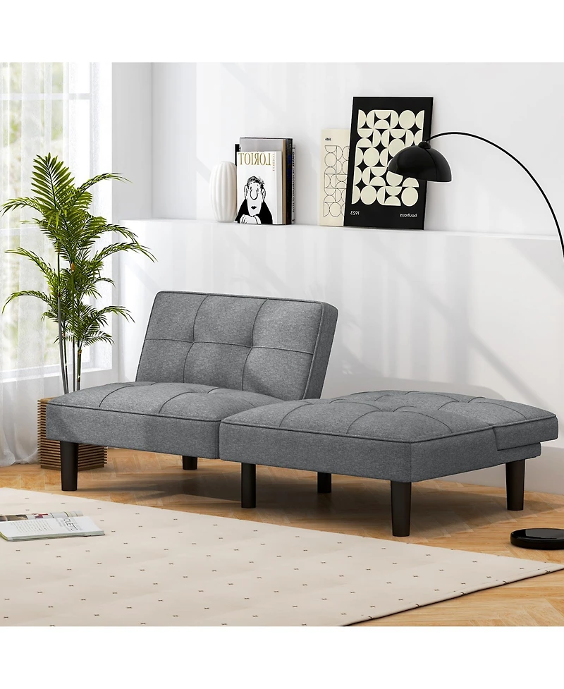 Sugift Convertible Folding Futon Sofa Bed with 6-Position Adjustable Backrest