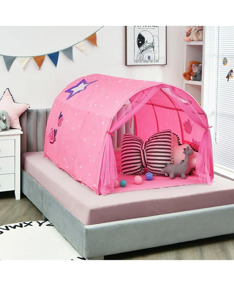 Kids Galaxy Starry Sky Dream Portable Play Tent with Double Net Curtain-Pink