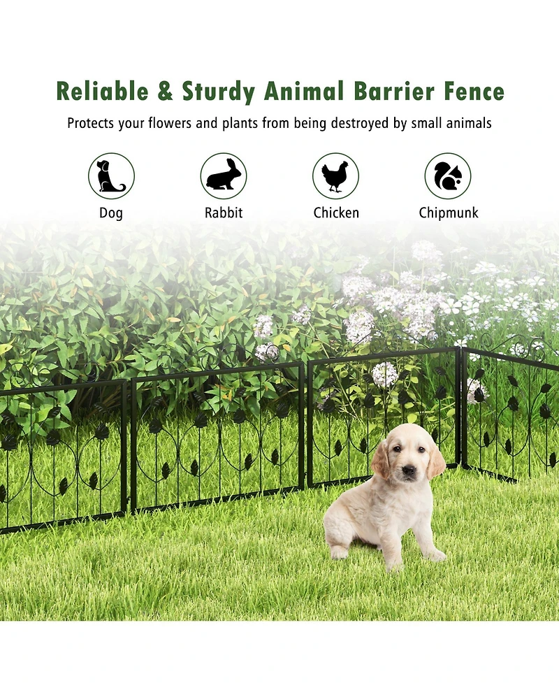 Sugift Decorative Garden Fence with 8 Panels Animal Barrier