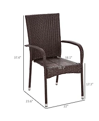 Stackable Rattan Outdoor Dining Chairs with Cushions (Set of 4)