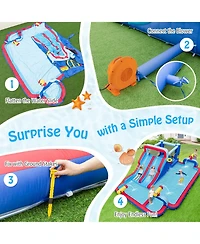 Vebreda Inflatable Bounce House with 2 Water Slides and 3 Water Cannons With 680W Blower