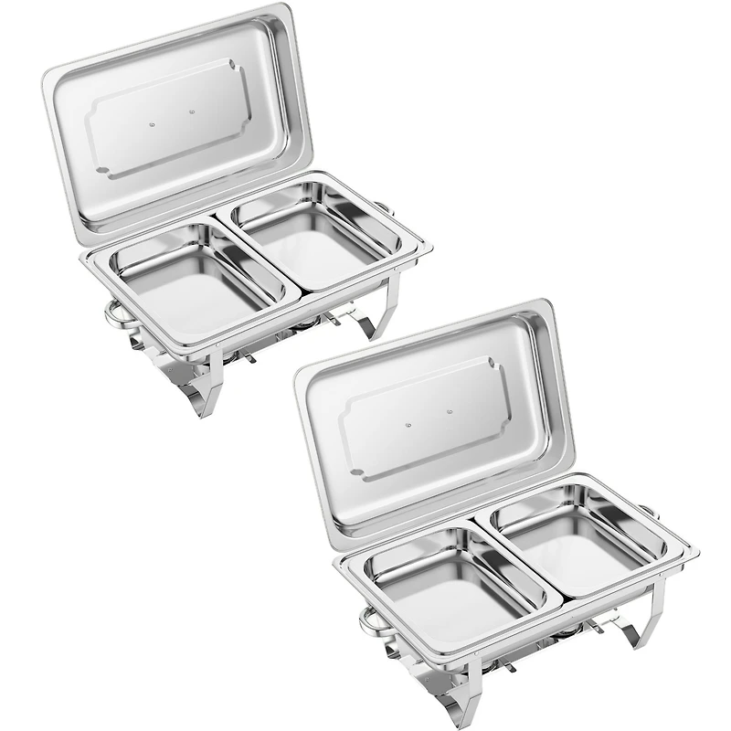 2 Pack 8QT Chafing Dish Buffet Set with Water Pan Stainless Steel Food Warmers for Parties Buffet