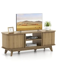 Tv Stand for Tv up to 55 Inch Television Cabinet with 2 Open Shelves Sliding Doors