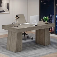 Tribesigns 55 Inches Executive Desk, Mid-Century Modern Home Office Desk, Wood Computer Desk Business Workstation Desk