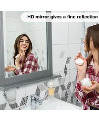 Wall-Mounted Multipurpose Vanity Mirror with Shelf-Gray