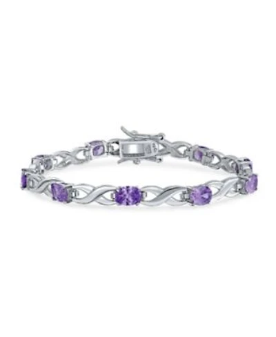 Bling Jewelry 9ct Oval Cz Alternating Infinity Tennis Bracelet Sterling Silver