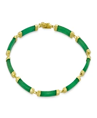 Bling Jewelry Asian Style Natural Stone Strand Contoured Tube Bar Link Bracelet Sterling Silver 7.5 Inch