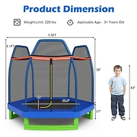Costway 7FT Kids Trampoline W/Safety Enclosure Net Spring Pad