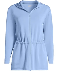 Lands' End Women's Cupro Long Sleeve Full Zip Tunic Hoodie