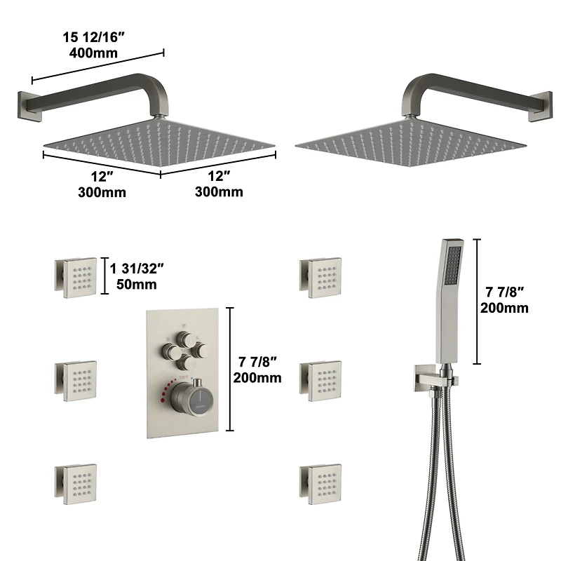 Casainc Single Handle 1-Spray Thermostatic 4-function Shower Faucet