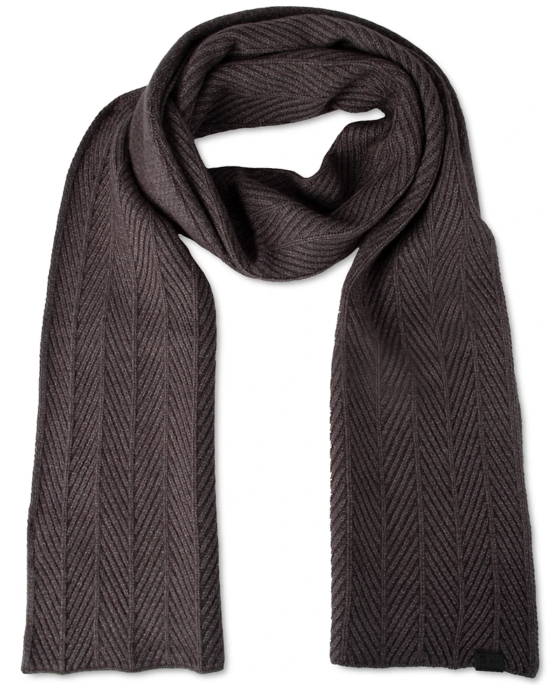 Kenneth Cole Reaction Men's Ribbed Herringbone Beanie & Scarf Set