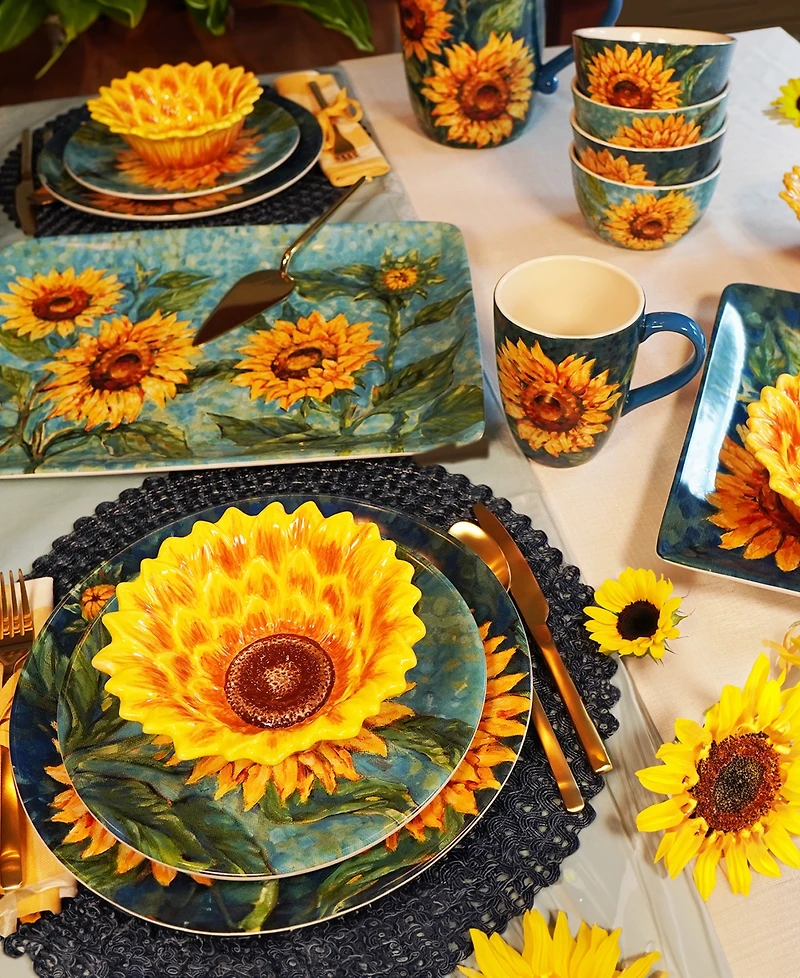 Certified International Golden Sunflowers Set of 4 Ice Cream Bowls