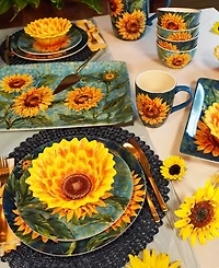 Certified International Golden Sunflowers Set of 4 Ice Cream Bowls