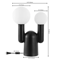 Jonathan Y Leif 19" 2-Light Modern Mid-Century Resin/Iron/Frosted Glass Nordic Cactus Led Table Lamp, Black