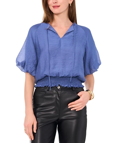 Vince Camuto Women's Short-Sleeve Smocked-Waist Top