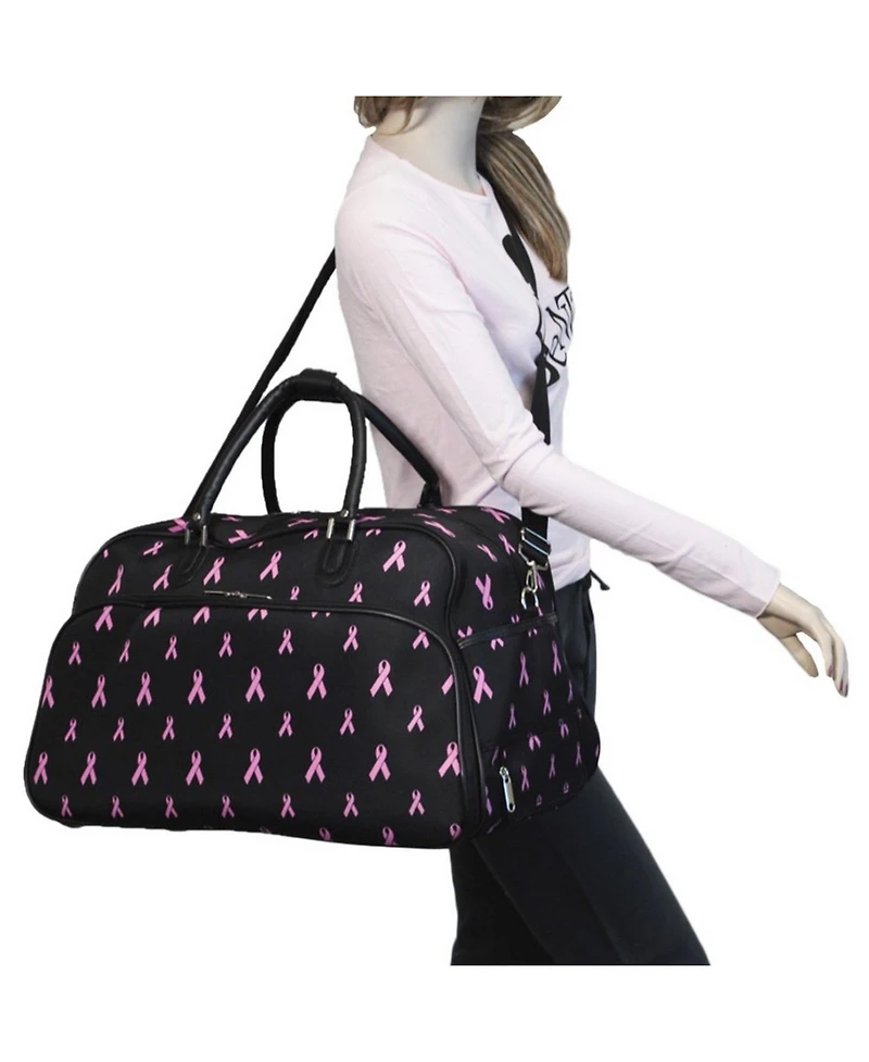 World Traveler Pink Ribbon 21-Inch Carry-On Rolling Duffel Bag
