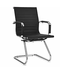 Vebreda Set of 2 Heavy Duty Conference Chair with Pu Leather-Black