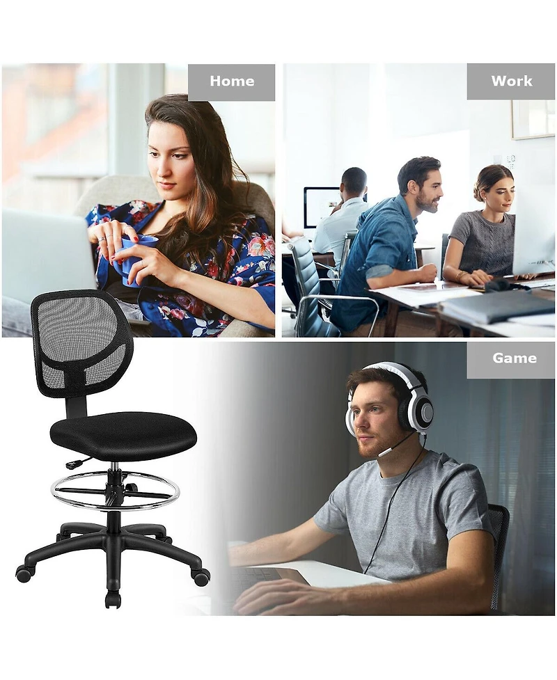 Vebreda Adjustable Height Mid Back Mesh Drafting Office Chair