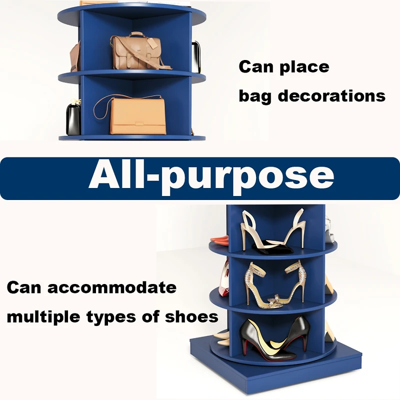 Streamdale Furniture Blue 360 Rotating shoe cabinet 7 layers