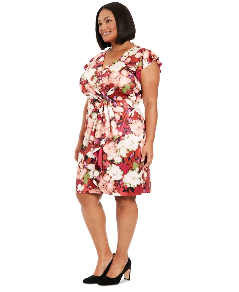 London Times Plus Floral Cascade Sheath Dress