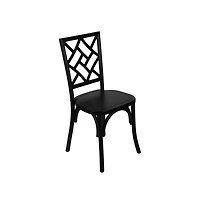 Merrick Lane Mara Solid Wood Dining Chair With Stackable Design, Ornate Seat Back Accenting, And Elegant Finish