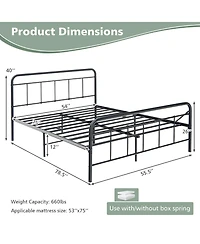 Gymax Full Size Heavy Duty Metal Bed Frame Headboard Platform Mattress Foundation