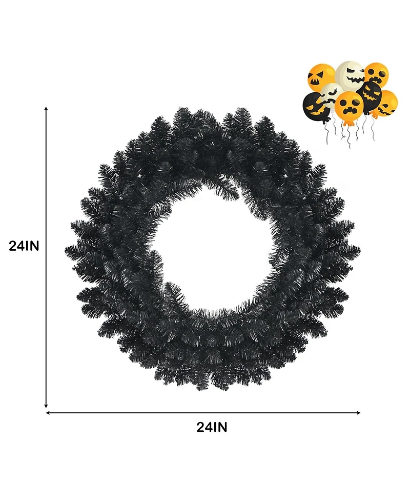Skonyon 24 Inch Pre-lit Halloween Wreath with 35 Purple Led Lights
