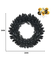 Skonyon 24 Inch Pre-lit Halloween Wreath with 35 Purple Led Lights