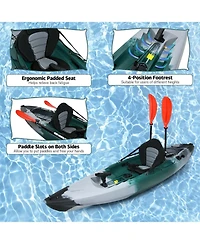 Sit-on-Top Fishing Kayak Boat With Fishing Rod Holders and Paddle-Gray