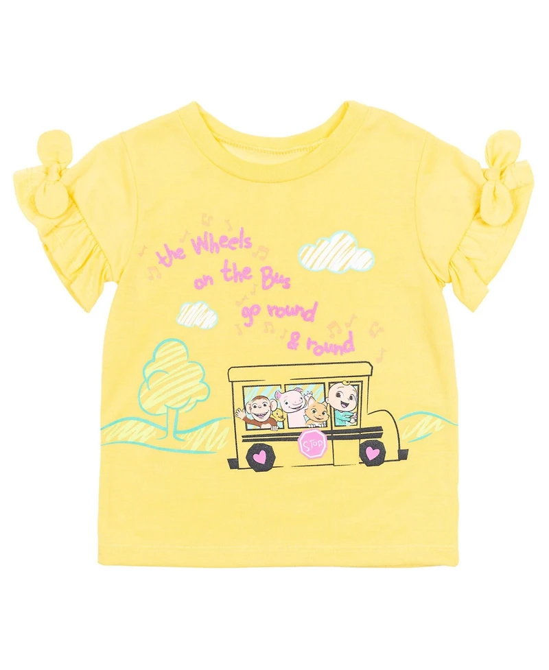CoComelon Baby Girls Jj T-Shirt Leggings and Scrunchie 3 Piece Outfit Set to