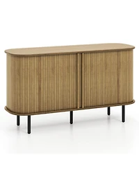 Skonyon 47 Inch Sideboard Buffet Cabinet with Adjustable Shelves for Kitchen Dining Room Living Room Entryway-Oak