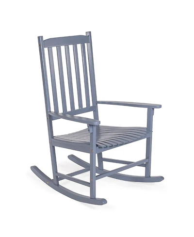 Jonathan Y Seagrove Farmhouse Classic Slat-Back 350-lbs Support Acacia Wood Outdoor Rocking Chair