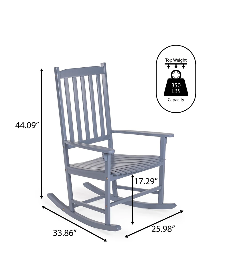 Jonathan Y Seagrove Farmhouse Classic Slat-Back 350-lbs Support Acacia Wood Outdoor Rocking Chair