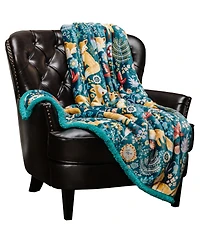 Chanasya Premium Gold Fox Print Fleece Throw Blanket - Cozy and Warm, Cute Design, Super Soft, Plush Fluffy Sherpa