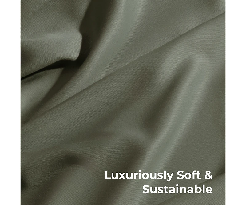 Cariloha Retreat 2-Piece Sateen Pillowcase Set | Oasis Green |King | Lyocell Material | Breathable, Corner Straps, Extra soft & Cooling