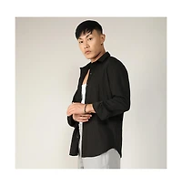 Men's Onyx Black Stripe-Creased Shirt