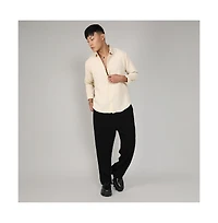 Men's Pale Yellow Textured Weave Shirt
