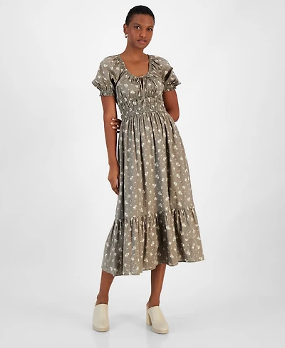 And Now This Women's Short-Sleeve Clip-Dot Midi Dress, Created for Macy's